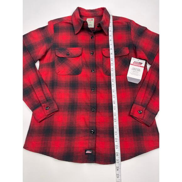 NWT Dickies Women’s Red & Black Plaid Flannel Shirt Size Small - Picture 9 of 10